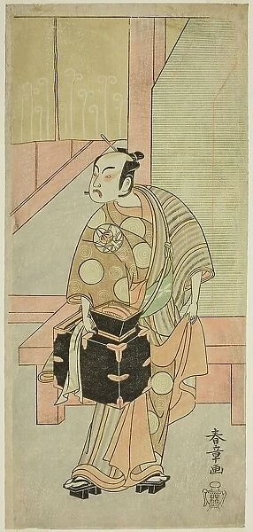 The Actor Ichimura Uzaemon IX as the Hairdreser Komagata Ikkaku in the Play Fuji no Yuki... c.1770. Creator: Shunsho