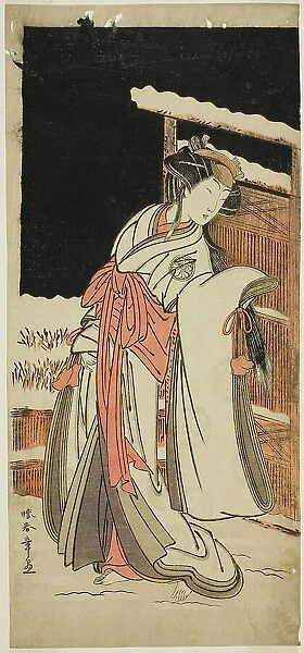 The Actor Segawa Kikunojo III as Lady Shizuka (Shizkua Gozen) Disguised as Tamazusa in... c. 1777. Creator: Shunsho