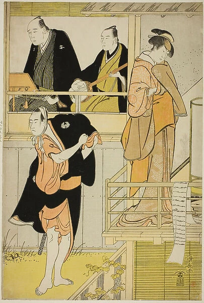The Actors Nakamura Riko I as Tanbaya Otsuma and Ichikawa Yaozo III as Furuteya Hachirobei... 1785. Creator: Torii Kiyonaga