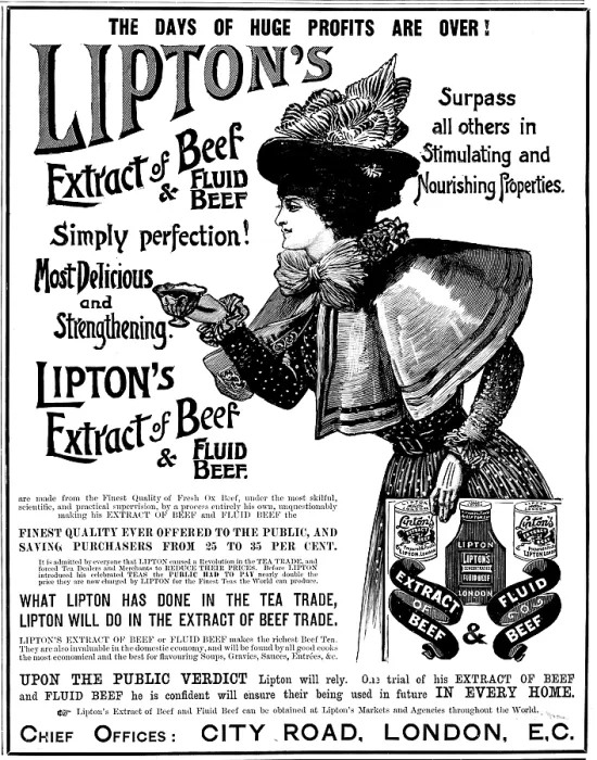Framed Print : Print of Lipton's Extract of Beef Advertisement, 1898 Framed Print : Print of Lipton's Extract of Beef Advertisement, 1898