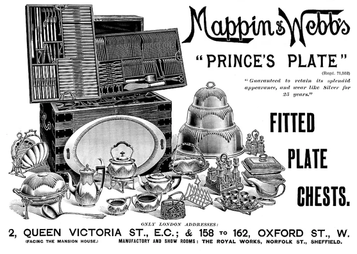 Framed Print : Print of Advertisement for Mappin & Webb, 1898 Silverware Print Framed Print : Print of Advertisement for Mappin & Webb, 1898 Silverware Print