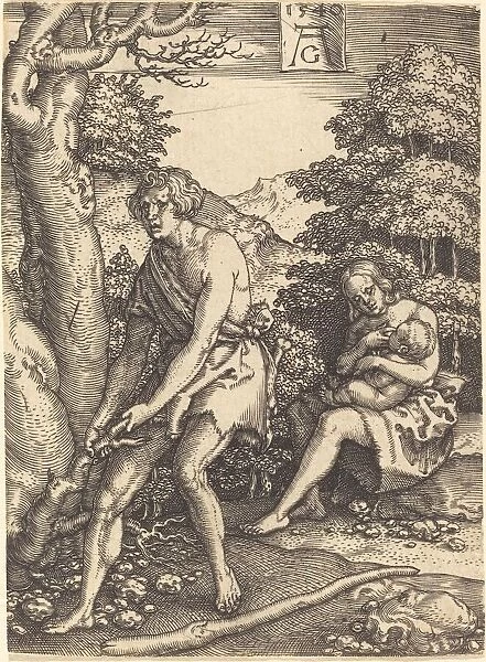 Adam and Eve at Work, 1540. Creator: Heinrich Aldegrever