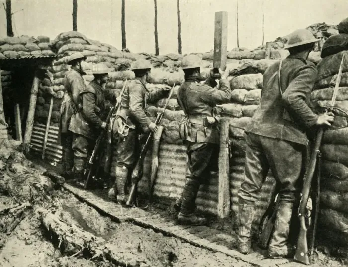 Framed Print : Allied Soldiers Using Periscopes, Flanders Print (c1920) Framed Print : Allied Soldiers Using Periscopes, Flanders Print (c1920)