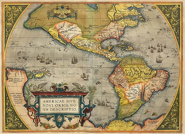 Americae Sive Novi Orbis Nova Descripto. From Theatrum Orbis Terrarum, 1572. Creator: Ortelius, Abraham (1527-1598)