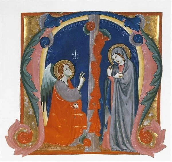Annunciation in an Initial M, ca. 1310-15. Creator: Maestro Daddesco