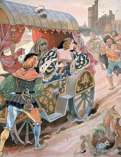 Attack on a carriage, Quai de Nesles, Reign of Francis I, 16th century, c1870-1950. Artist: Ferdinand Sigismund Bac