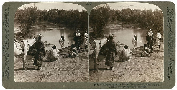 Baptising in the River Jordan, Palestine, 1903. Artist: Underwood & Underwood