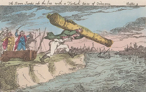 The Baron Jumps into the Sea with a Turkish piece of Ordnance, [1809], re