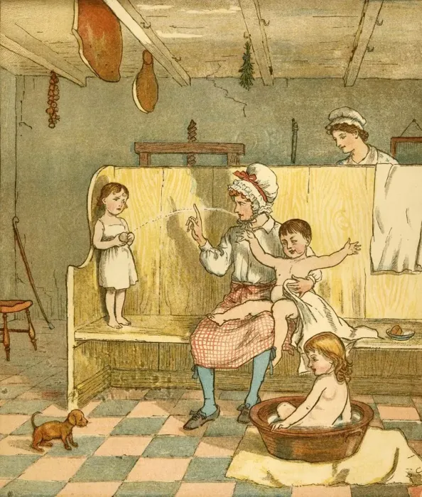 Framed Print : Bath Time, c1881 Print by Randolph Caldecott Framed Print : Bath Time, c1881 Print by Randolph Caldecott