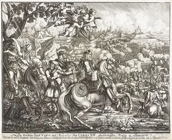 The Battle of Narva on 19 November 1700. Artist: Swidde, Willem (1660-1697)