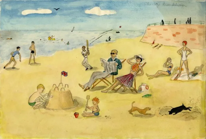 Framed Print : Shirley Markham Print: Beach Scene, c1946 Framed Print : Shirley Markham Print: Beach Scene, c1946