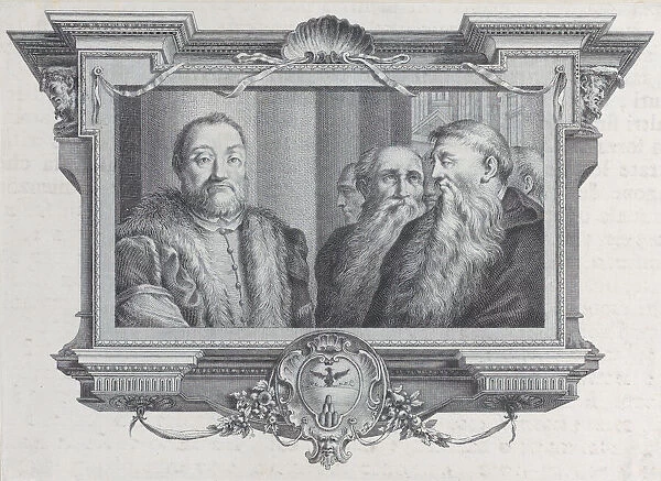 Three bearded men, one wearing fur, 1756. Creators: Bartolomeo Crivellari, Gabriel Soderling