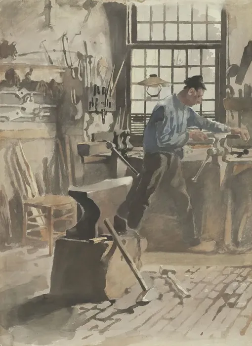 Framed Print : Blacksmith at Work Print, 1870-1923 Framed Print : Blacksmith at Work Print, 1870-1923