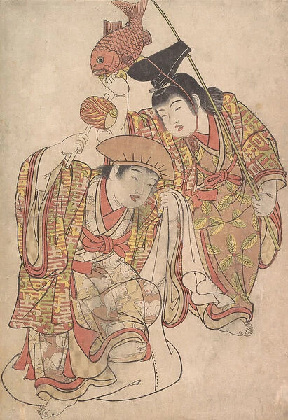 Boys Maquerading as Daikoku and Ebisu, ca. 1780. Creator: Kitao Shigemasa