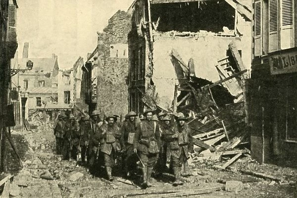 British troops in Peronne, northern France, First World War, 18 March 1917, (c1920)