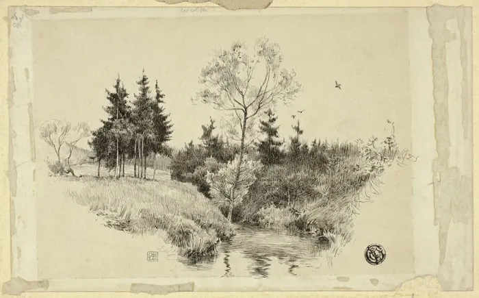 Framed Print : Brook in Forest Print, n.d Framed Print : Brook in Forest Print, n.d