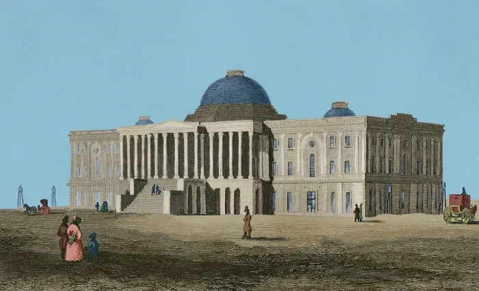 Framed Print : Print of the US Capitol's first phase, Washington DC, 1837-1850 Framed Print : Print of the US Capitol's first phase, Washington DC, 1837-1850