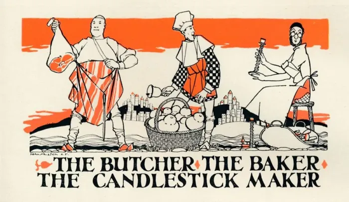Framed Print : The Butcher, The Baker, The Candlestick Maker Print c1925 Framed Print : The Butcher, The Baker, The Candlestick Maker Print c1925