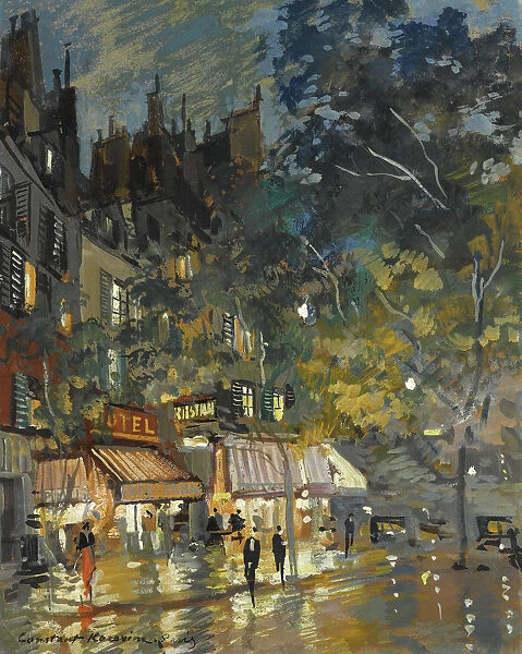 Cafe in Paris by night, 1936. Artist: Korovin, Konstantin Alexeyevich (1861-1939)