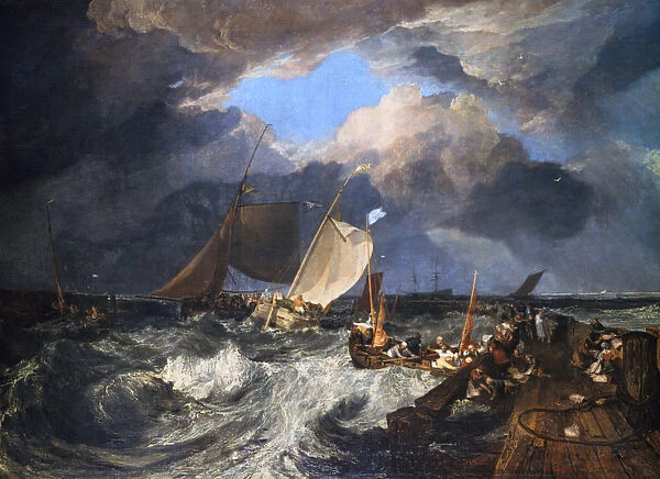 Calais Pier with French Poissards Preparing for Sea: an English Packet Arriving, 1803. Artist: JMW Turner