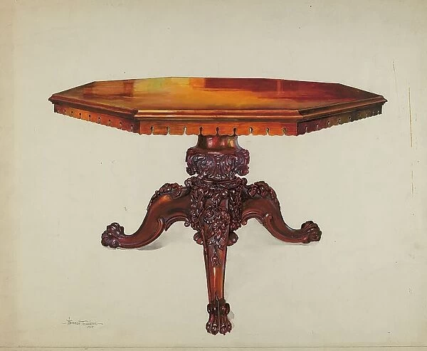 Carved Mahogany Table, 1937. Creator: Florence Truelson
