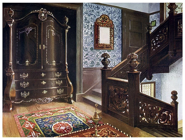 Carved walnut bombe armoire with chased mounts, 1910. Artist: Edwin Foley