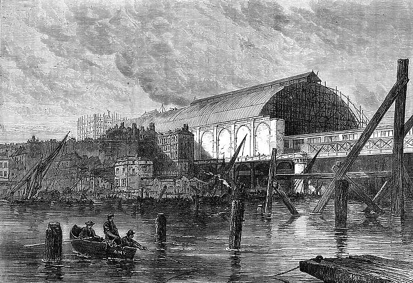 The Charing-Cross railway station, as seen from the river, 1864. Creator: Mason Jackson