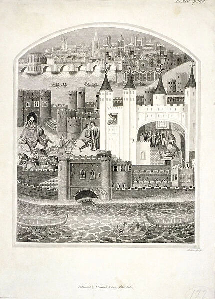 Charles duc d Orleans imprisoned in the Tower of London with London Bridge in the background, 1803