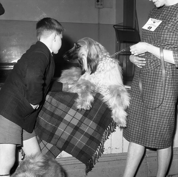 Child with an Afghan Hound at a dog show in Horden, County Durham, 1963. Artist
