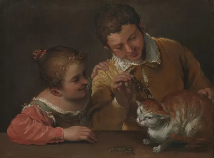 Framed Print : Annibale Carracci's 'Two Children Teasing a Cat' Print Framed Print : Annibale Carracci's 'Two Children Teasing a Cat' Print