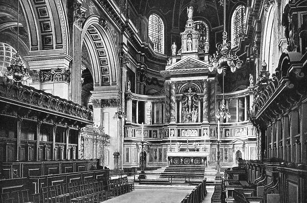 The Choir and Reredos, St Pauls Cathedral, 1908-1909. Artist: WS Campbell