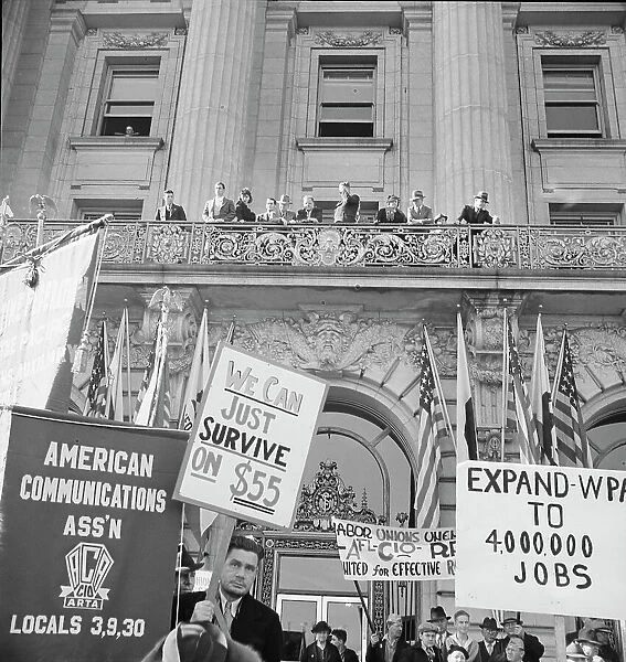 In front of city hall, San Francisco, California, 1939. Creator: Dorothea Lange