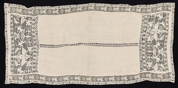 Cloth with Border of Crowned Double-Headed Eagles with Various Emblems, Birds... 19th century