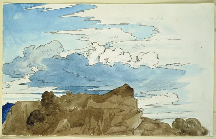 Framed Print : Cloud Study Print, Rocky Hilltop Landscape Framed Print : Cloud Study Print, Rocky Hilltop Landscape