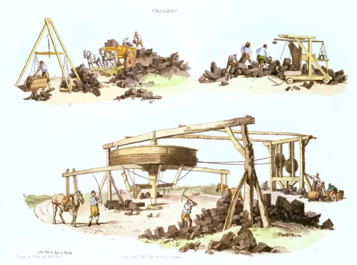 Framed Print : Collieries Print, c1805 - A Pithead Scene Framed Print : Collieries Print, c1805 - A Pithead Scene