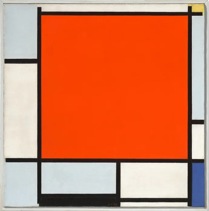 Framed Print : Composition with Large Red Plane, Bluish Gray, Yellow, Black and Blue Print Framed Print : Composition with Large Red Plane, Bluish Gray, Yellow, Black and Blue Print