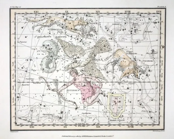 Framed Print : Hand-coloured engraving print of six constellations Framed Print : Hand-coloured engraving print of six constellations