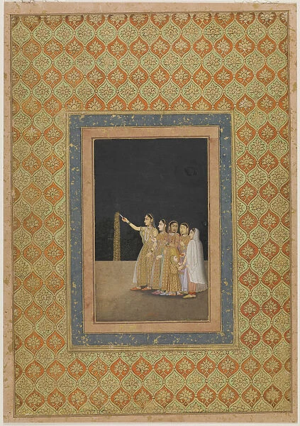 Court Ladies Playing with Fireworks, ca. 1740. Creator: Muhammad Afzal