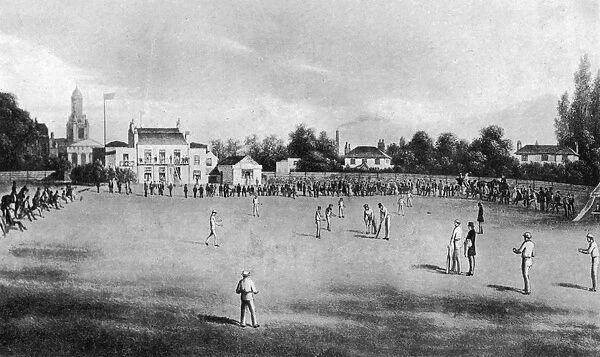 A cricket match in progress at Kennington Oval, London, 1848 (1912)