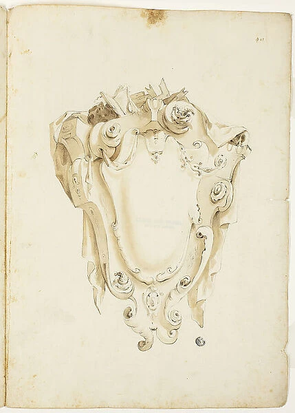 Design for Escutcheon, with Skulls and Books, n.d. Creator: Unknown