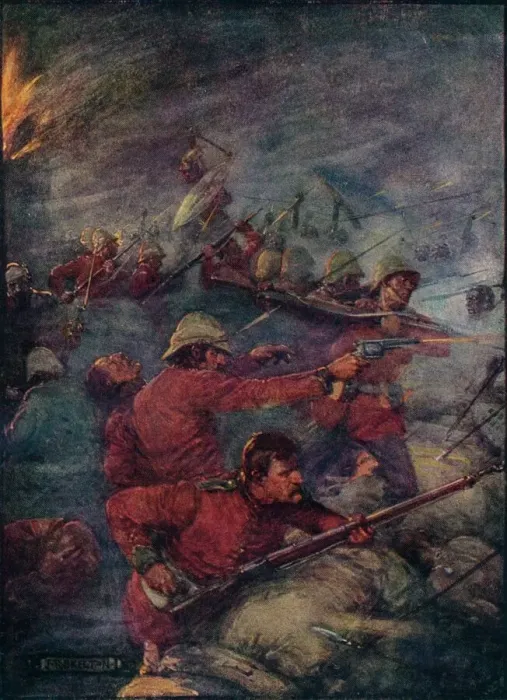 Framed Print : Thus Did A Hundred Men Keep Three Thousand Savages At Bay Print, c1908 Framed Print : Thus Did A Hundred Men Keep Three Thousand Savages At Bay Print, c1908