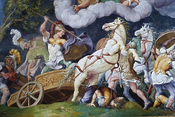 Diomedes fighting against Phegeus and Idaios. Creator: Romano, Giulio (1499-1546)