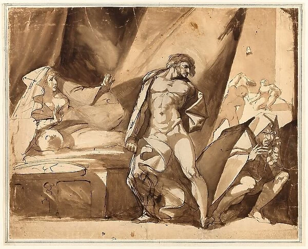 The Discovery (recto), Two Sketches of Standing Male Figures (verso), 1767 / 69. Creator: Henry Fuseli