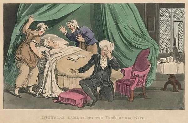 Dr Syntax Lamenting the Loss of His Wife, 1820. Artist: Thomas Rowlandson