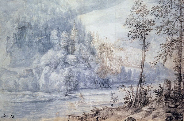 Edge of River with Raft, 17th century. Artist: Paulus van Vianen II