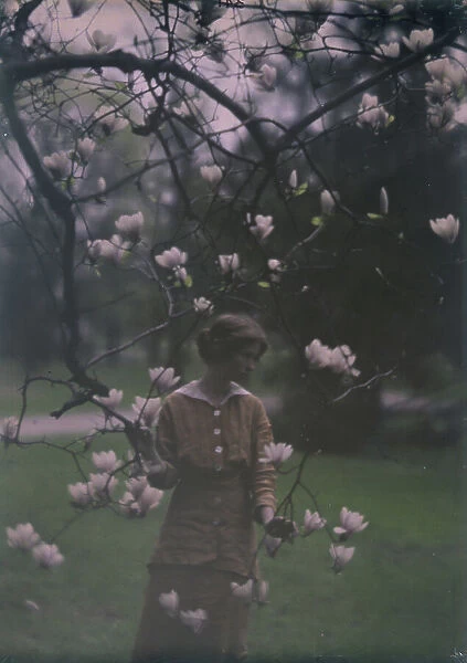 Edna St. Vincent Millay at Mitchell Kennerley's house in Mamaroneck, New York, 1914. Creator: Arnold Genthe
