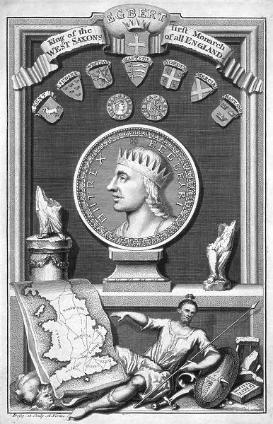 Egbert the Saxon, first king of all England, (18th century). Artist: George Vertue