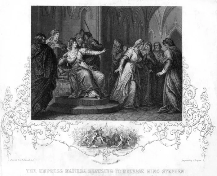 Framed Print : Print of The Empress Matilda refusing to release King Stephen, 1141