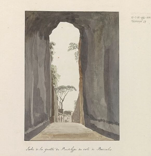Exit of cave Crypta Neapolitana (or Grotta di Posillipo) on the coast of Pozzuoli, 1778. Creator: Louis Ducros