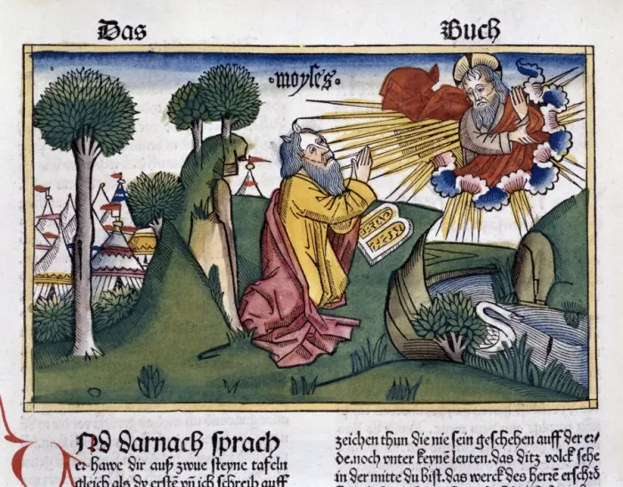 Framed Print : Facsimile Print of Moses Receiving the Second Tablets